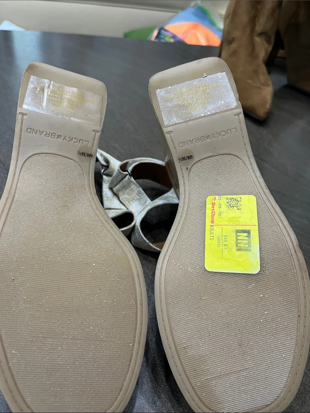 Lucky Brand Cream Floral Platform Wedge Sandals